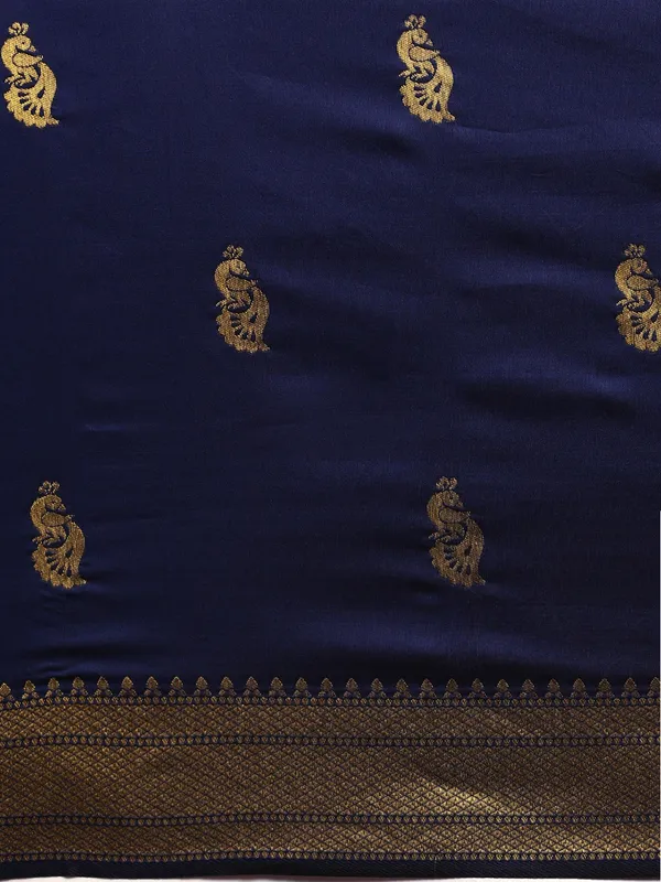 Navy_Blue_Toned_Toned_Pure_Paithani_Silk_Saree_And__Rich_Pallu_With_Unstiched_Blouse_Piece